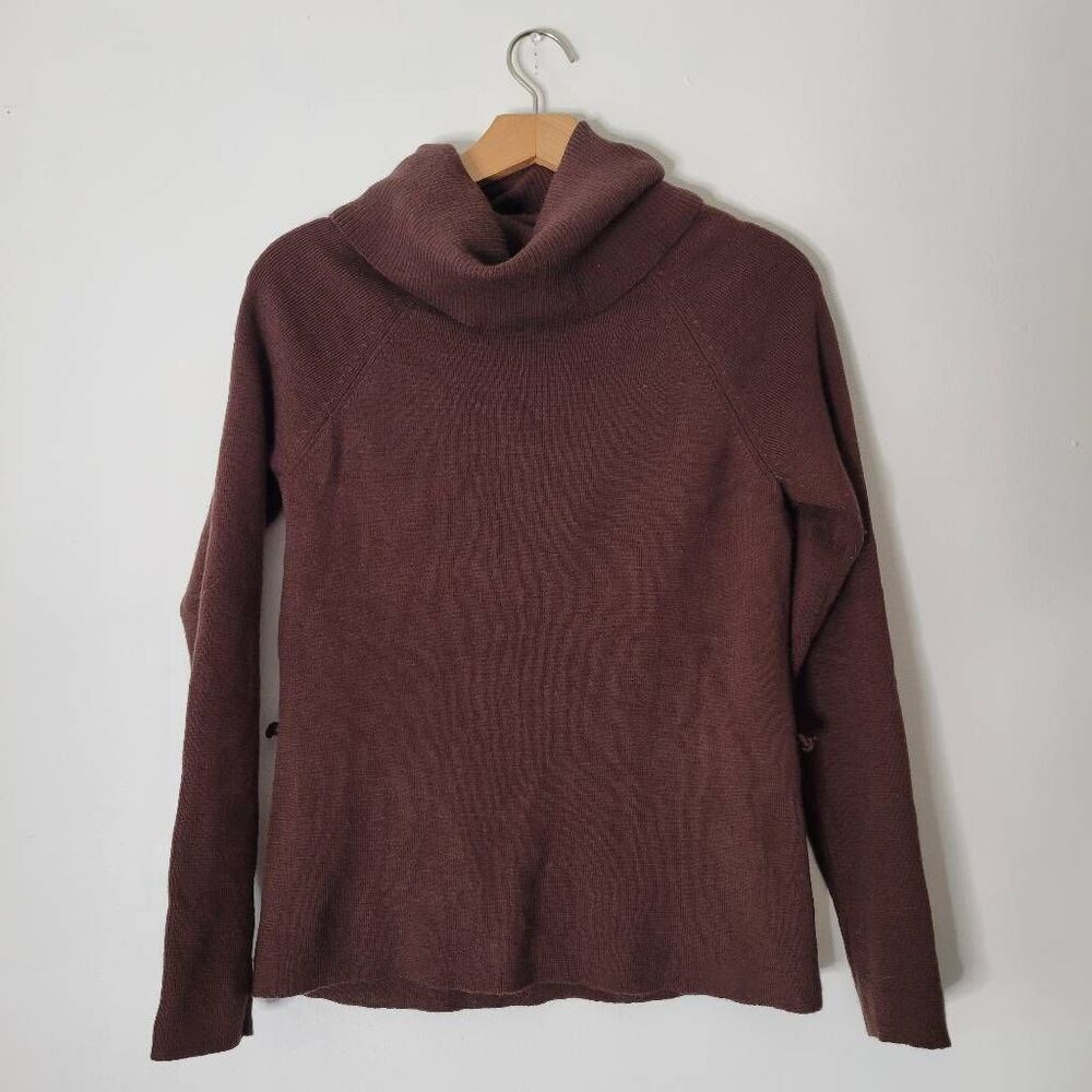 Mercer & Madison 100% Italian Merino Wool Cowl Neck Sweater Brown M